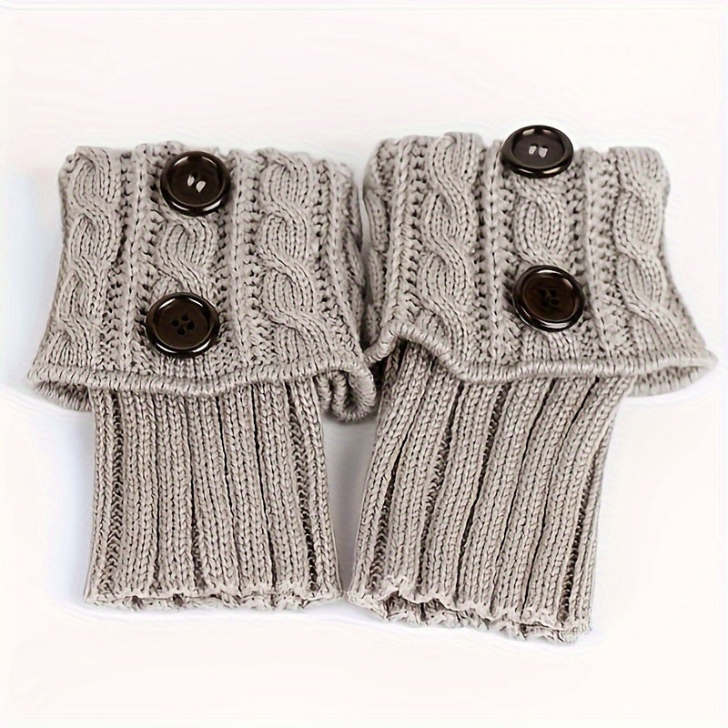 Women's Button Twist Knitted Leg Warmer Winter Warm Boots Cuffs