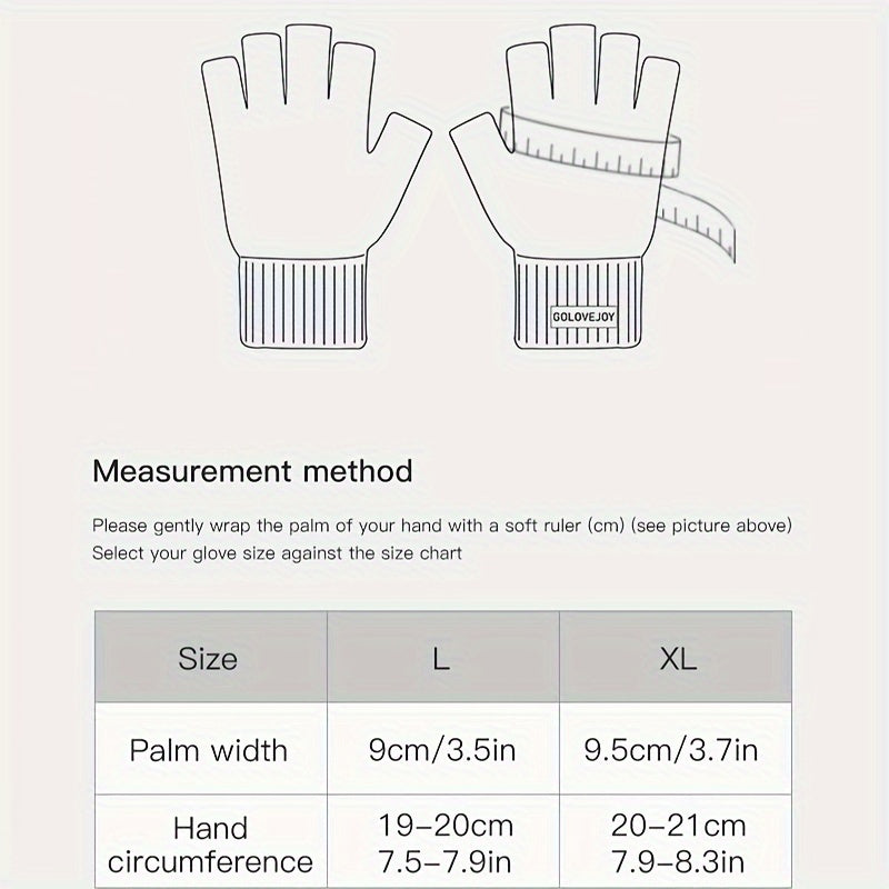Men's Wool Half-finger Gloves - Winter Warmth, Windproof