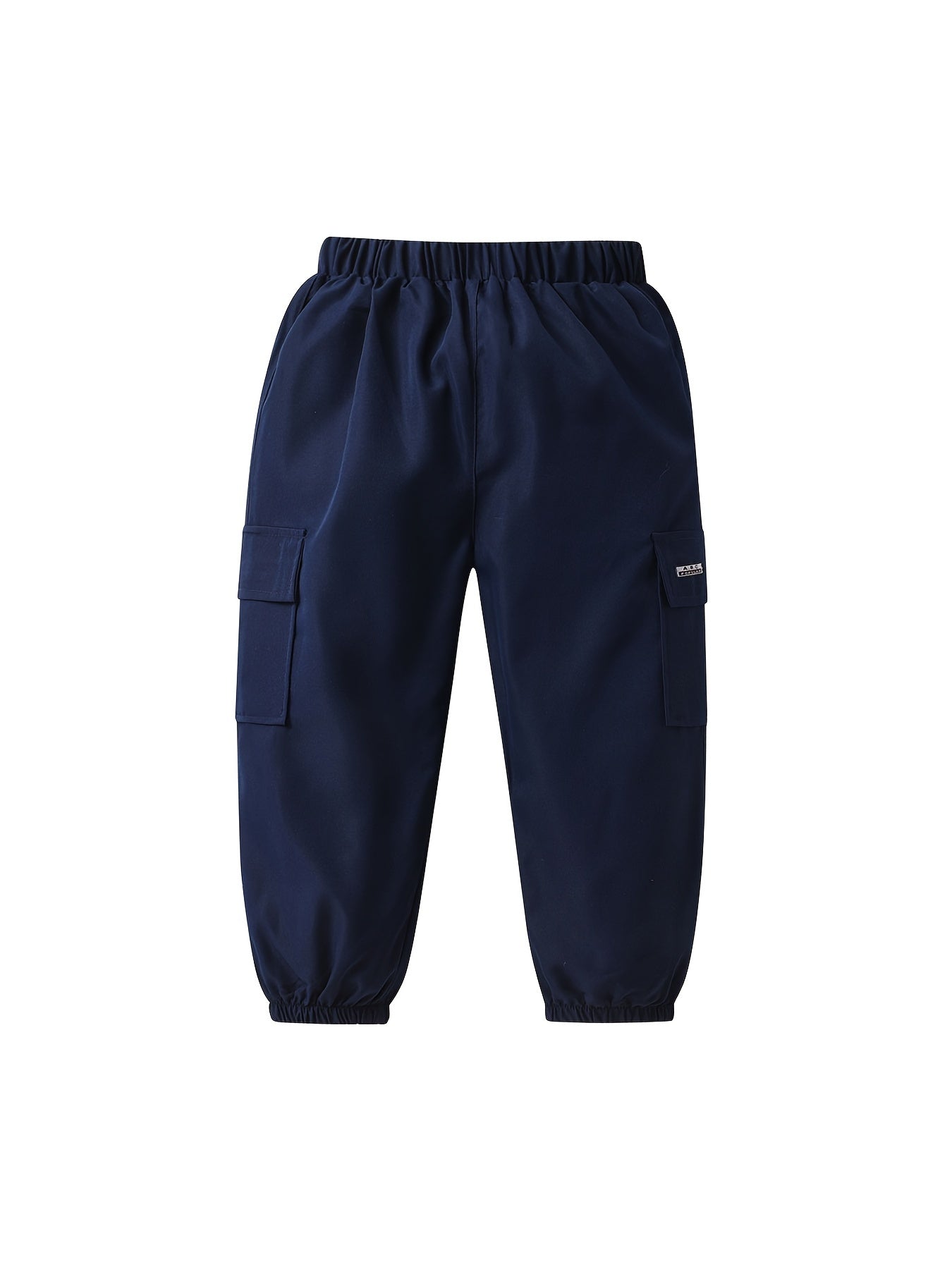 Boys Casual Elastic Waist Cargo Pants with Letter Patched Detail