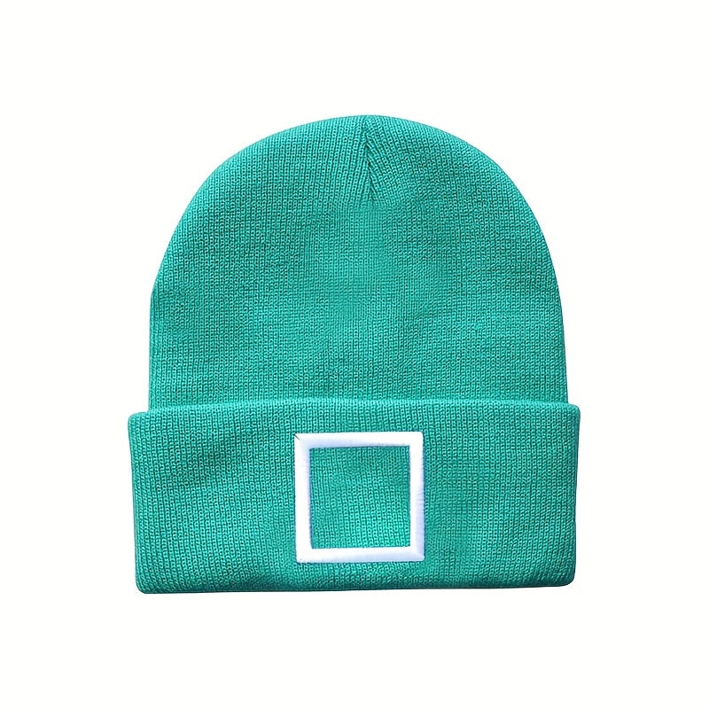 Square Embroidery Knitted Hat For Men