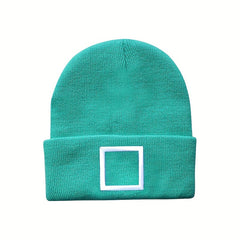 Square Embroidery Knitted Hat For Men
