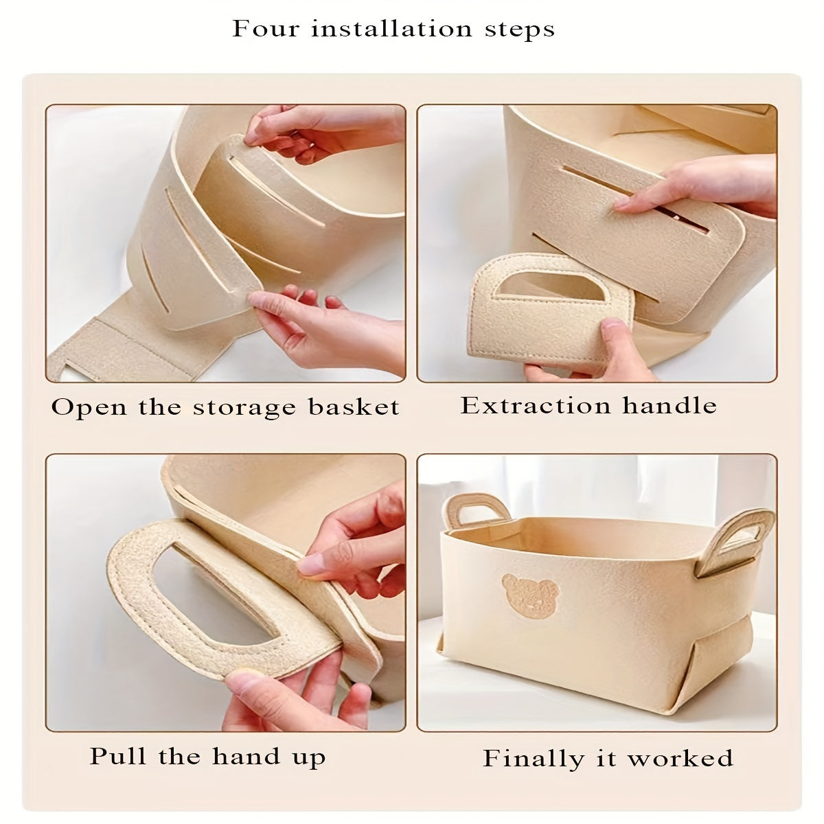 3pcs Felt Storage Baskets for Snacks Toys Books Clothes