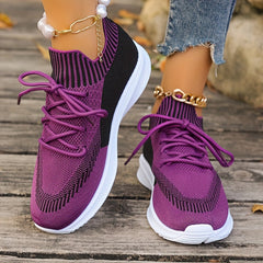 Women's Breathable Lace-up Running Shoes Soft Sole Casual Sneakers
