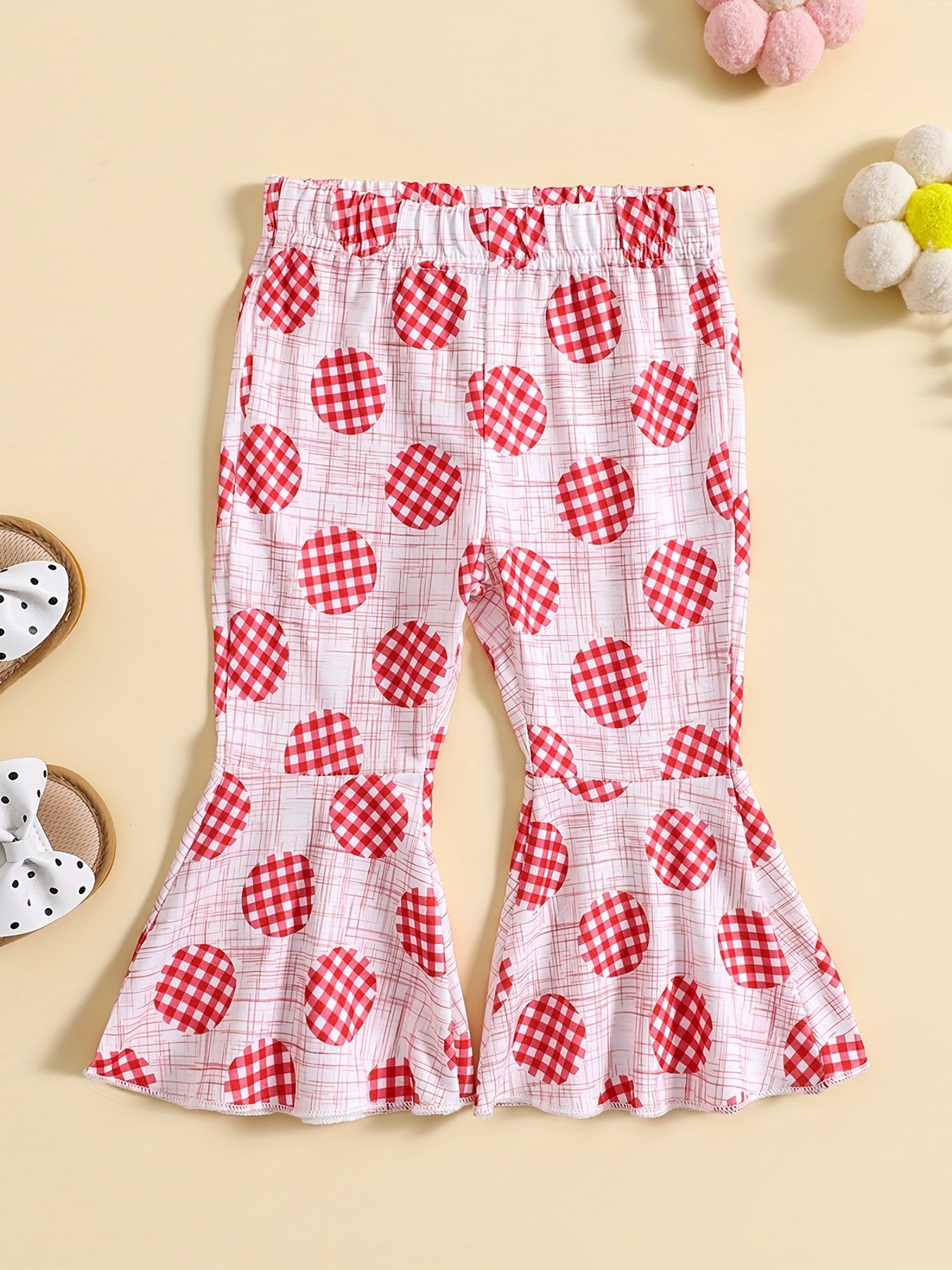 Baby Girls Casual Plaid Flared Pants for Summer