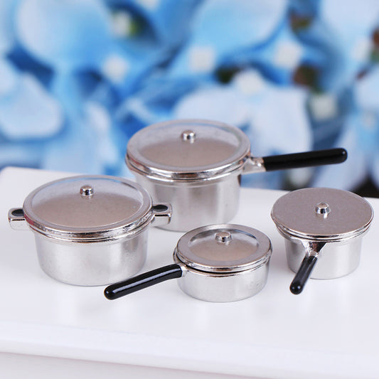 4pcs Set 1 12 Mini Metal Pot Set Toy House Kitchen Furniture