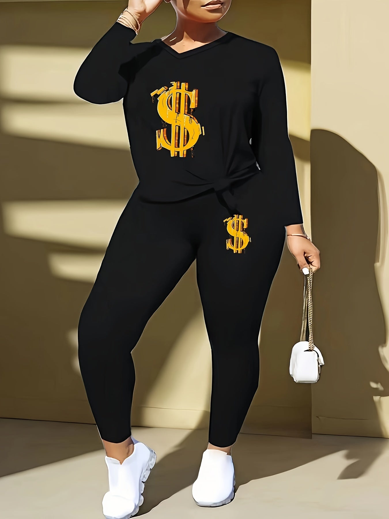 Women's Plus Graphic Print Top & Leggings 2 Pc Set