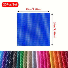 20pcs Multicolor Polka Dot Cotton Fabric Patchwork Cloth for DIY Crafting