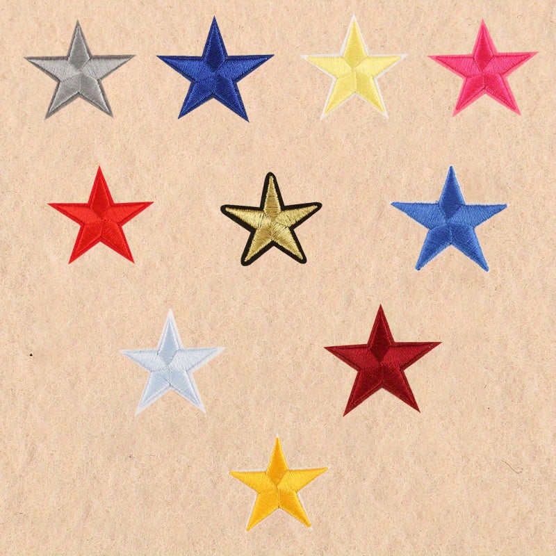 10pcs Star Embroidered Iron On Patch for Clothing Jacket Jeans Backpack Hat