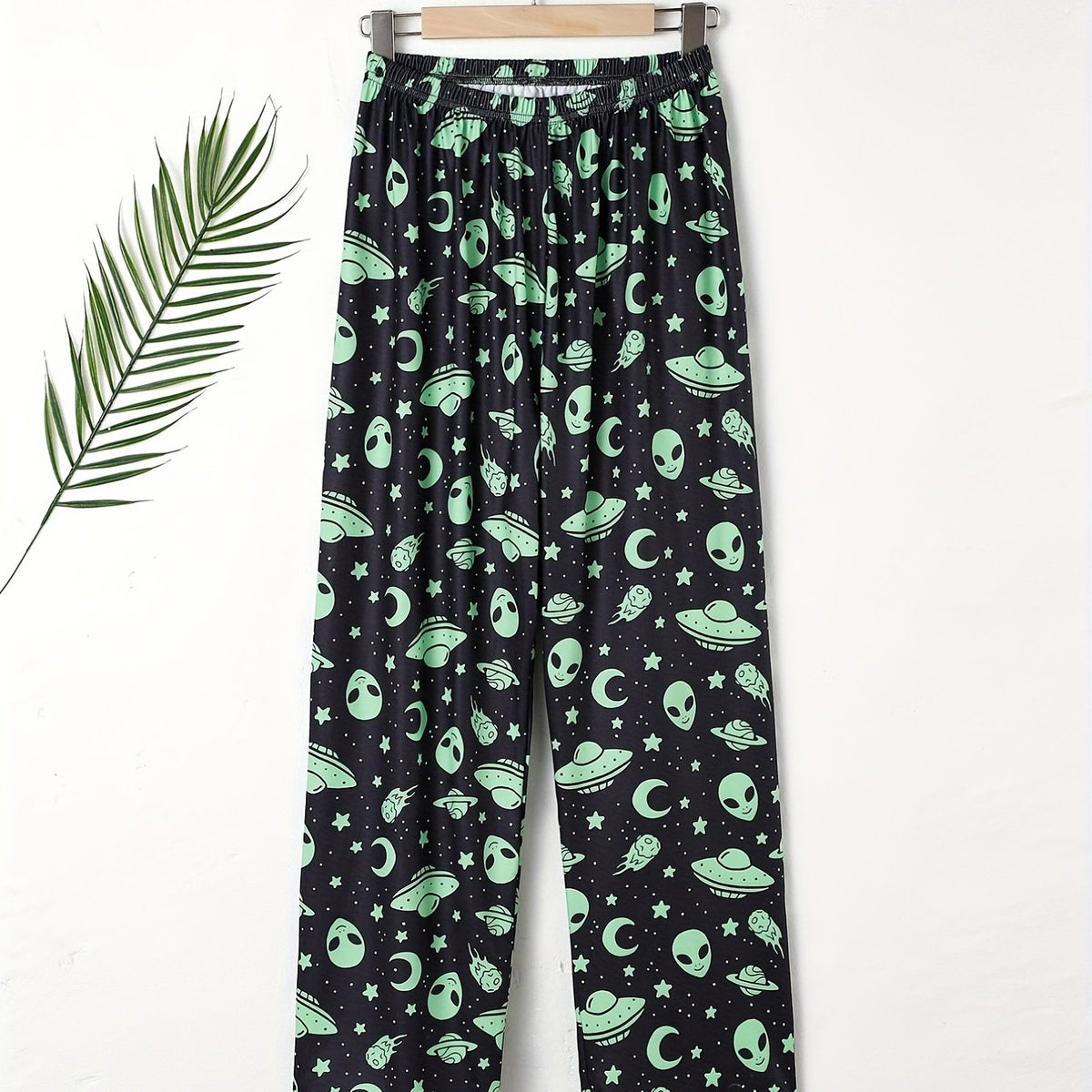 Alien Print Sleep Bottom Cozy Elastic Long Pants