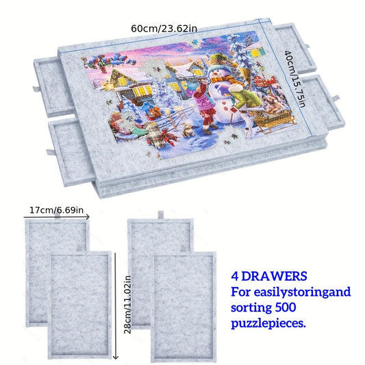 Foldable Puzzle Mat with Stand and Drawers, Up to 500pcs, 9mm Thickness