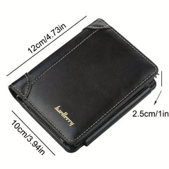 Vintage PU Leather Trifold Wallet Zipper Coin Pocket