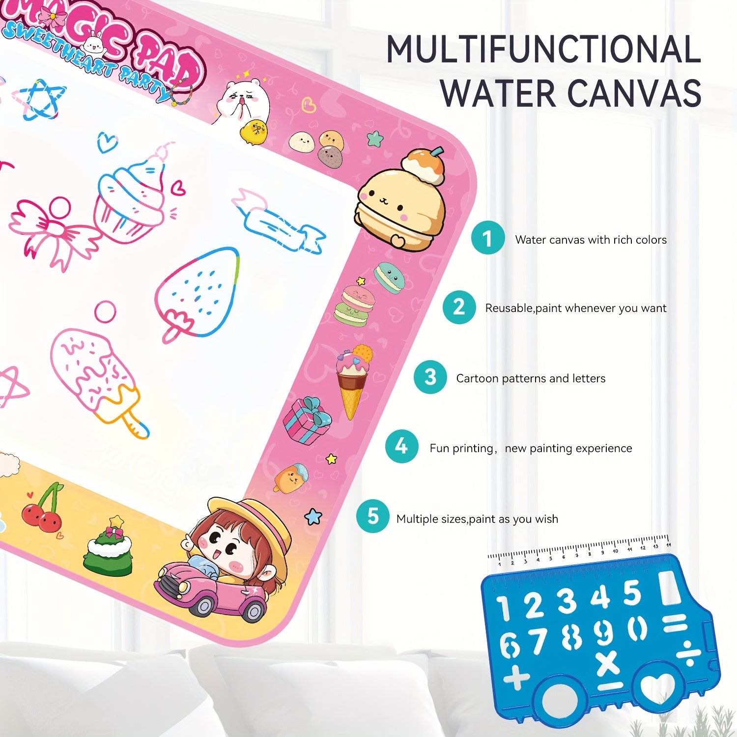 Pink Magic Water Drawing Pad Colorful & Absorbent Watercolor Canvas Mat