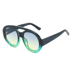 Gradient Round Sunglasses Double Bridge Vintage Eyeglasses