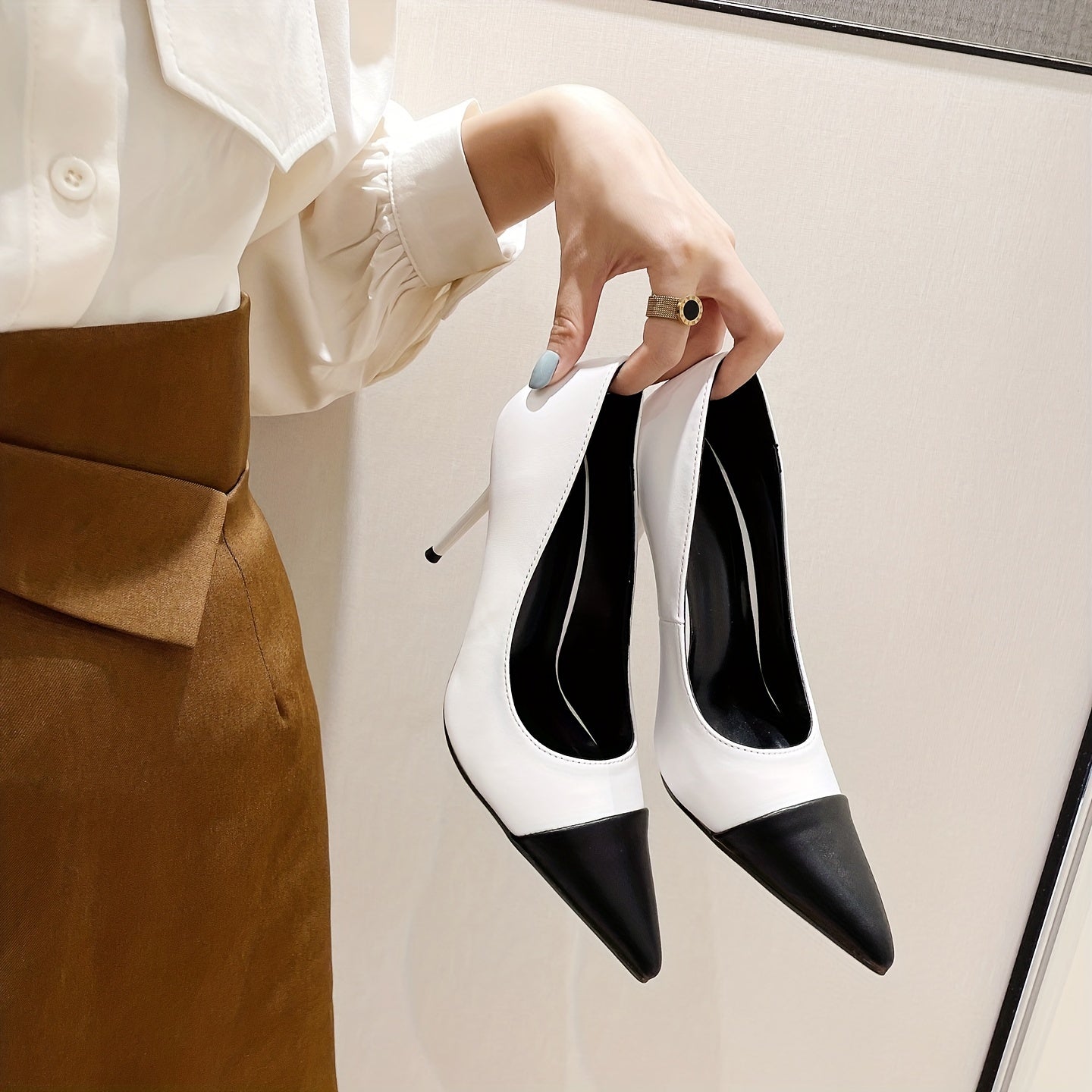 Colorblock Stiletto Heels Point Toe Party Pumps