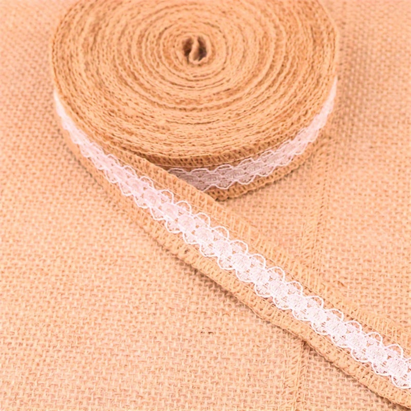 2m Lace Linen Roll with Lace Linen Rope on Both Sides DIY Craft