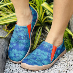 Women's Colorblock Canvas Slip-On Shoes Round Toe Flat Comfy Shoes