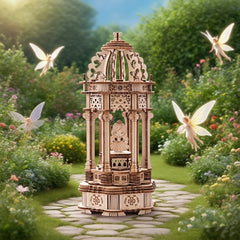 Natural Wood 3D Puzzle Music Box Handcrafted DIY Rotating Fairy Beige