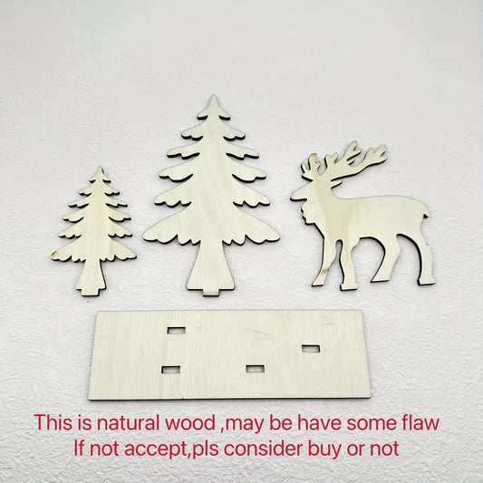 DIY Santa Deer Wooden Crafts Home Decoration Supplies
