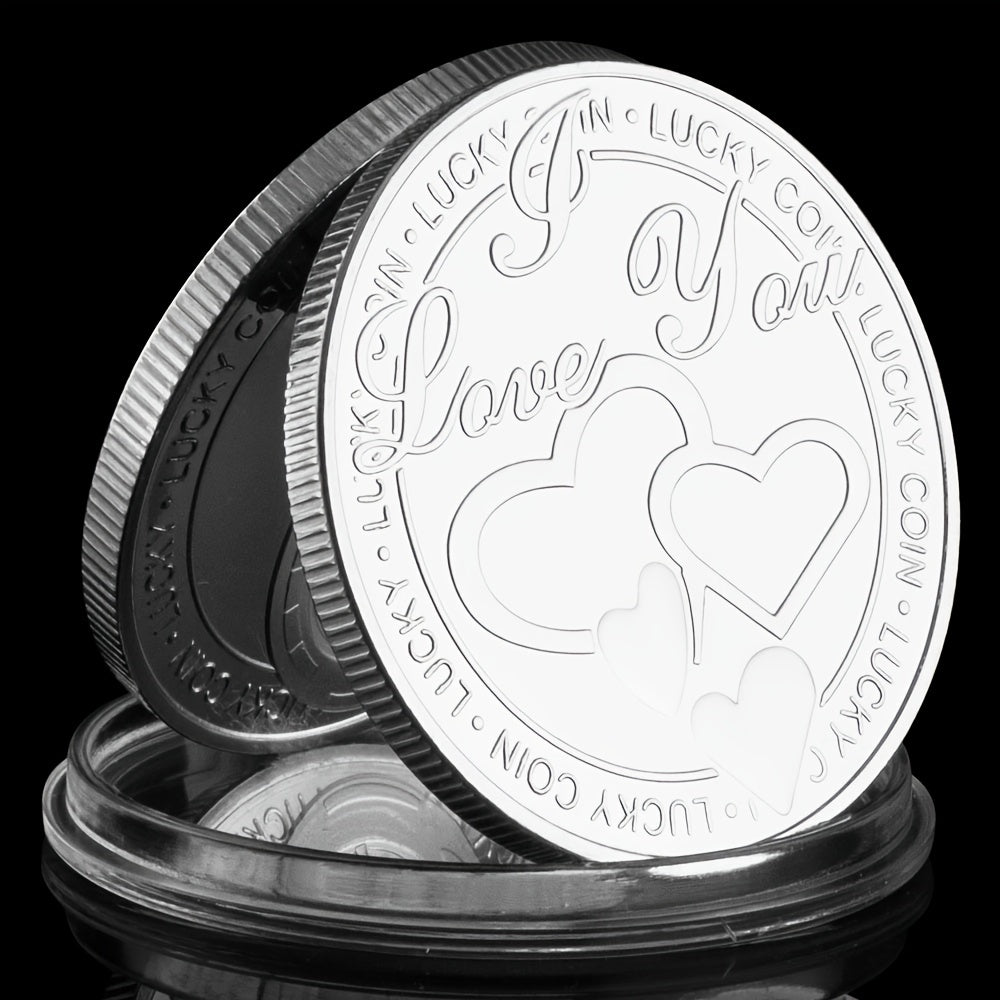 Custom Engraved I Love You Lucky Coin Golden Plated Anniversary Gift