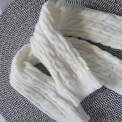 Ribbed Knitted Mid length Gloves Solid Elastic Fingerless Gloves