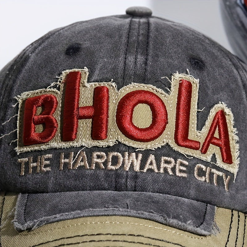 Vintage Embroidery Baseball Cap Washed Distressed Block Dad Hat