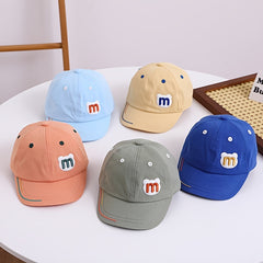 Kids Sunshade Baseball Cap w/ M Letter Bear Head, Adjustable, Breathable
