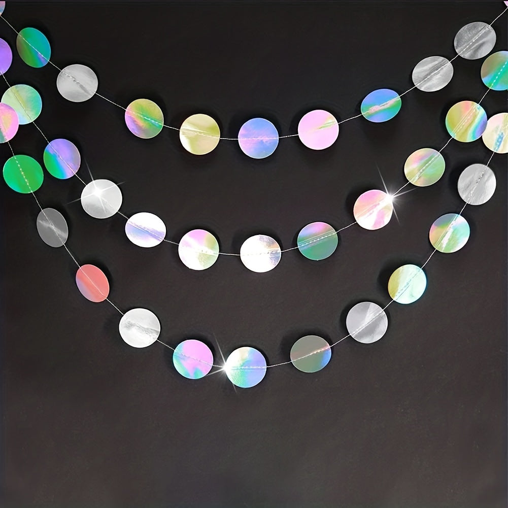 Holographic Circle Garlands for Unicorn Mermaid Parties