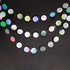 Holographic Circle Garlands for Unicorn Mermaid Parties