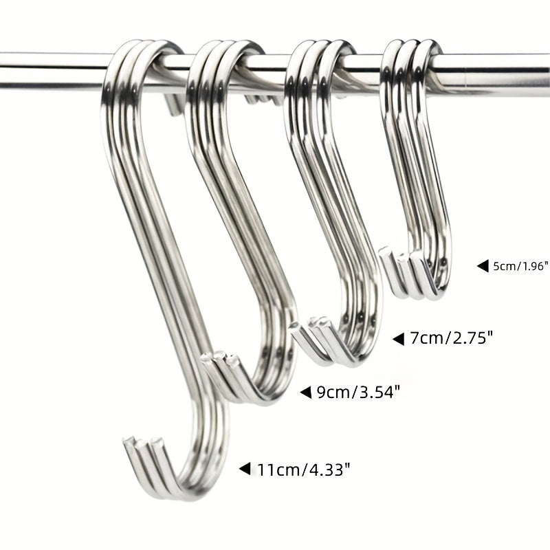 10pcs Stainless Steel S Hook Kitchen Bathroom Clothing Metal Hanging Hook