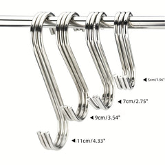 10pcs Stainless Steel S Hook Kitchen Bathroom Clothing Metal Hanging Hook