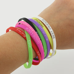 5pcs Colorful Letter Sports Bracelet Rubber Wristband