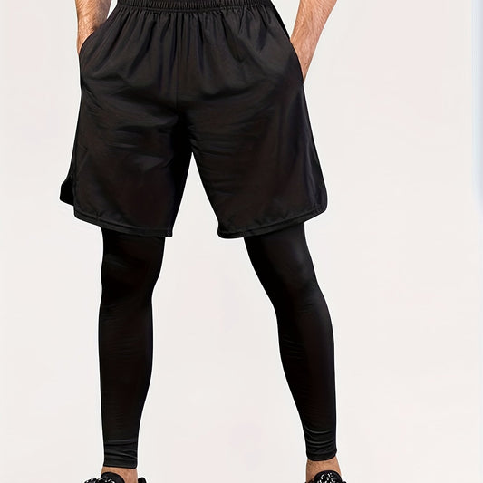 Men's 2 In 1 Running Shorts Quick Dry Athletic Shorts With Liner Leggings