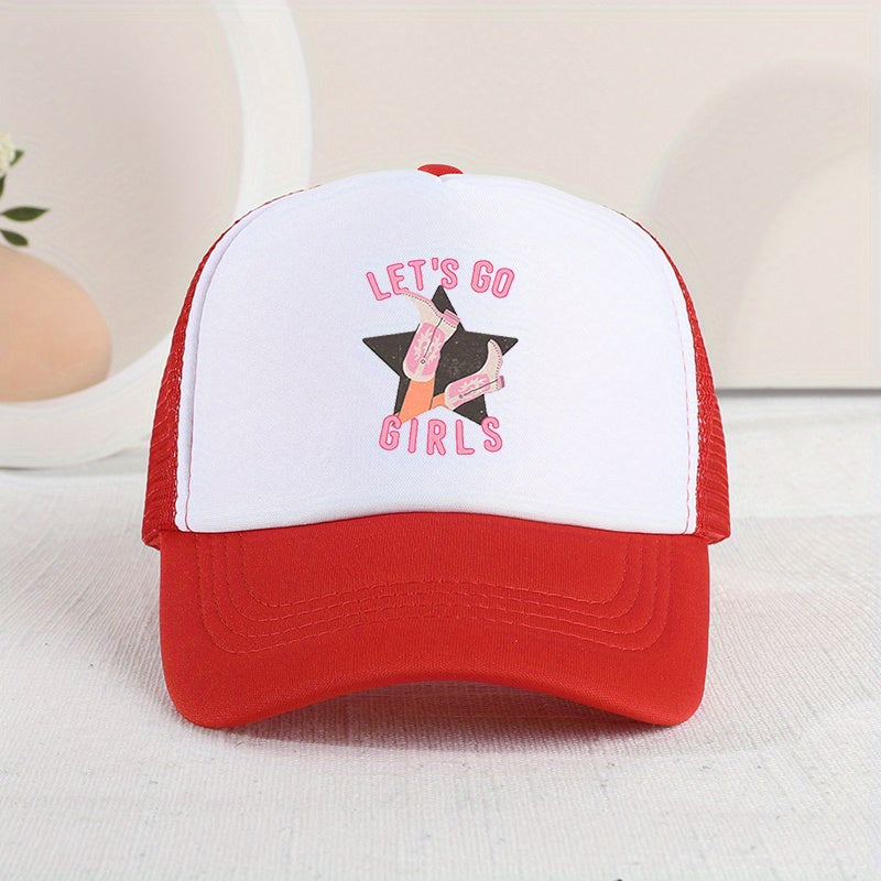 Kids Pink High Heels Mesh Baseball Cap Sunshade Trucker Hat