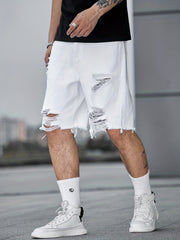 Men's Distressed Denim Shorts Casual Street Style