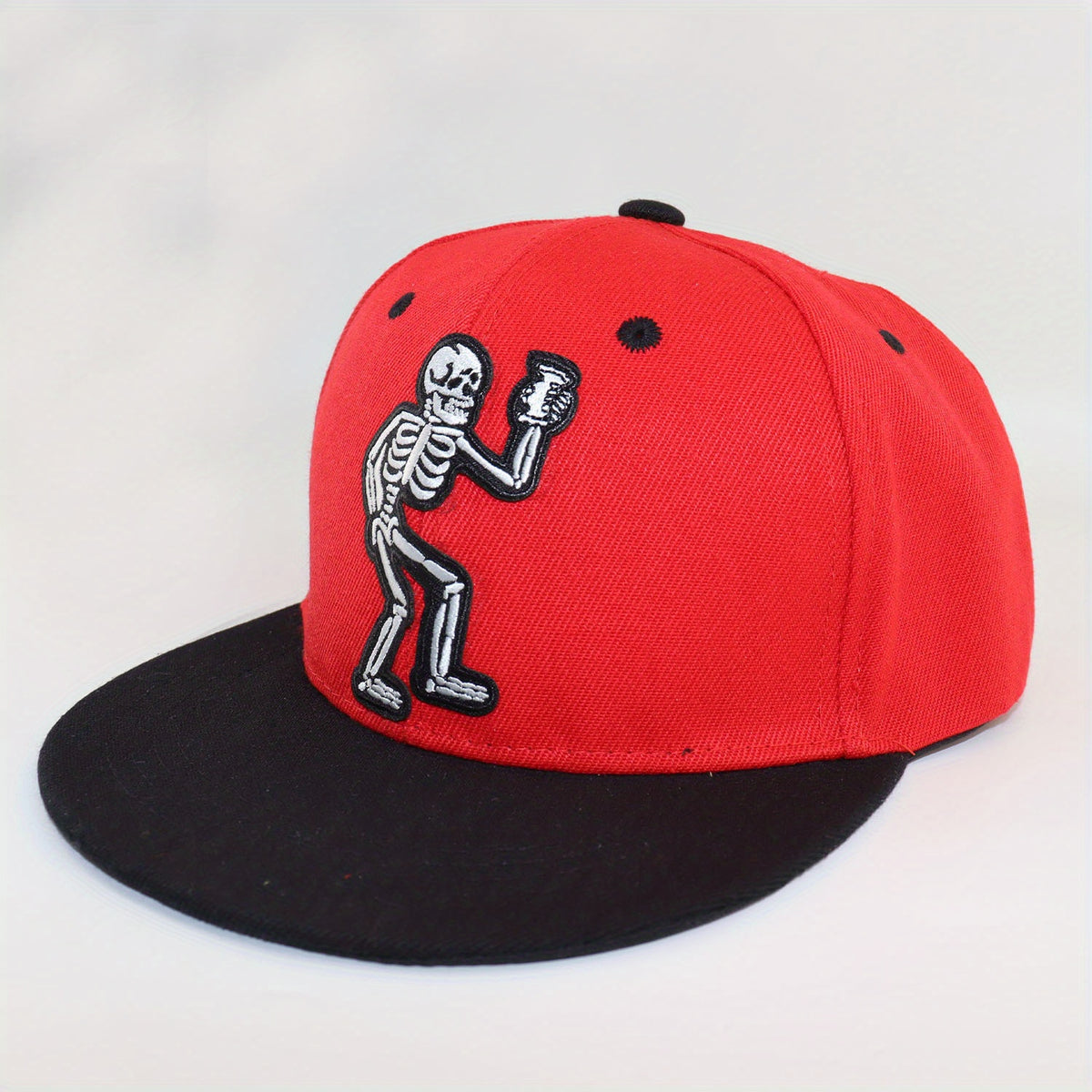 Skull Embroidery Hip Hop Cap Snapback Baseball Flat Bill Brim Hat