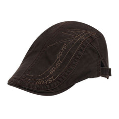 Men's Cotton Embroidered Letters Beret Hat Spring Autumn Adjustable Cap