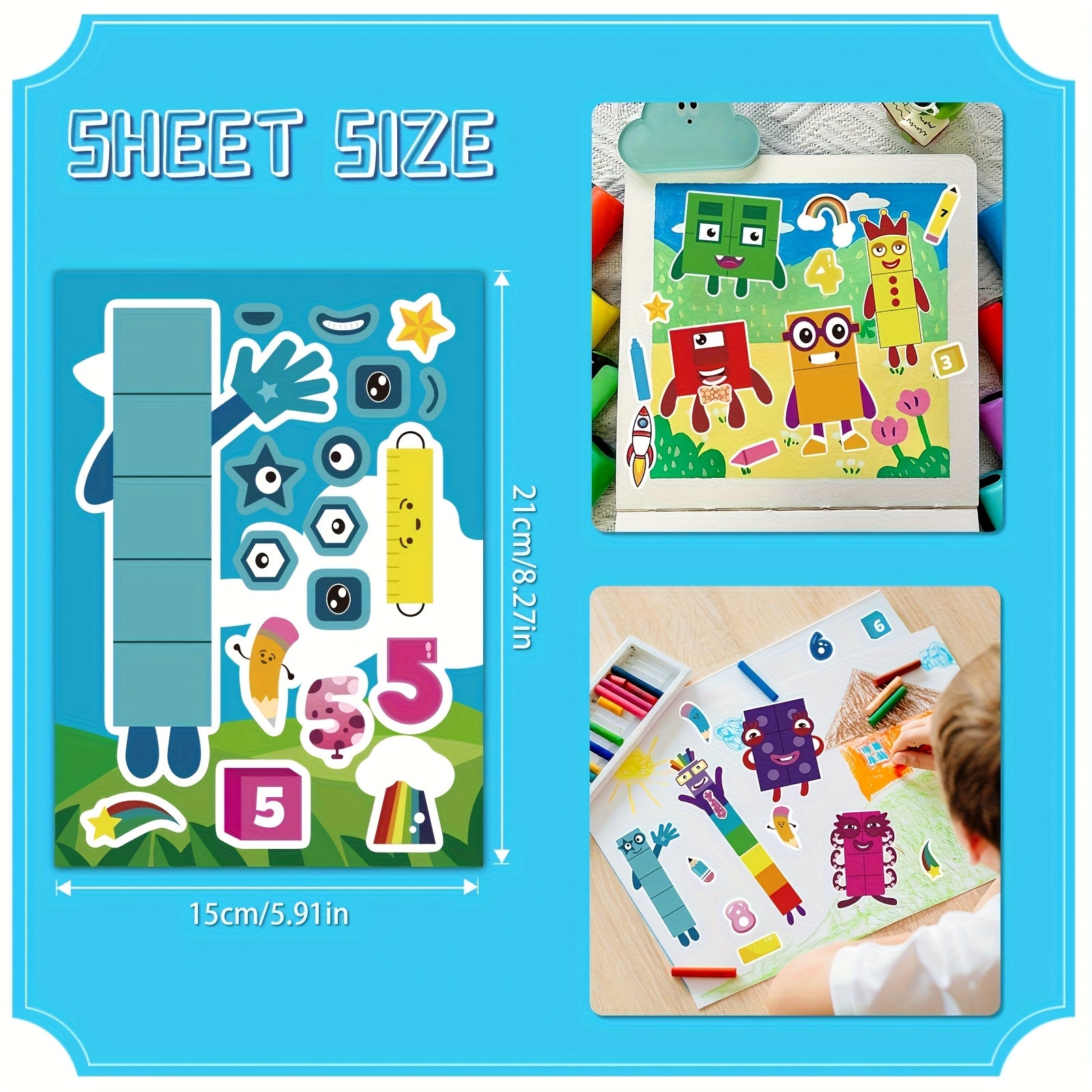 16pcs DIY Stickers Cartoon Faces Animals Stars & Party Designs