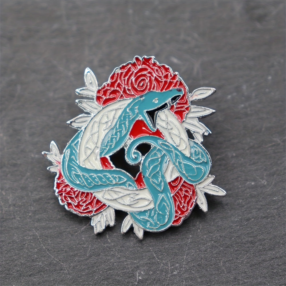 Anime Flower Snake Shape Enamel Pin for Men