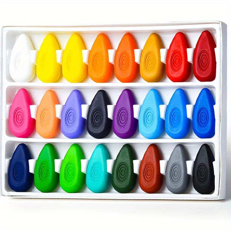 24 Colors Crayon Painting Stick Set Non-Dirty Hand Safety Student Art