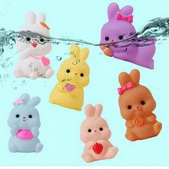 6pcs Silicone Rabbit Floating Bath Toys - Easter and Pool Party Decorations