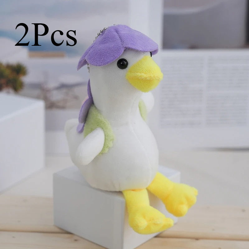 2pcs Duck Plush Doll Keychain Funny Stuffed Toys Key Ring Backpack Decoration