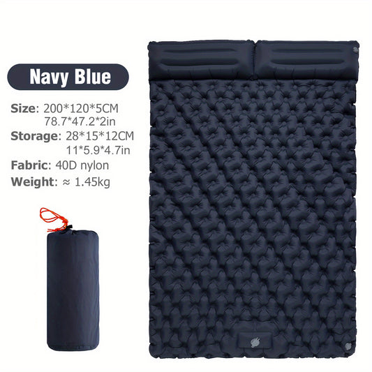 Double Inflatable Mattress with Built-In Pump for Camping and Travel
