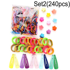 Colorful Hair Ties Set Elastic Ponytail Clips Holders Rubber Band