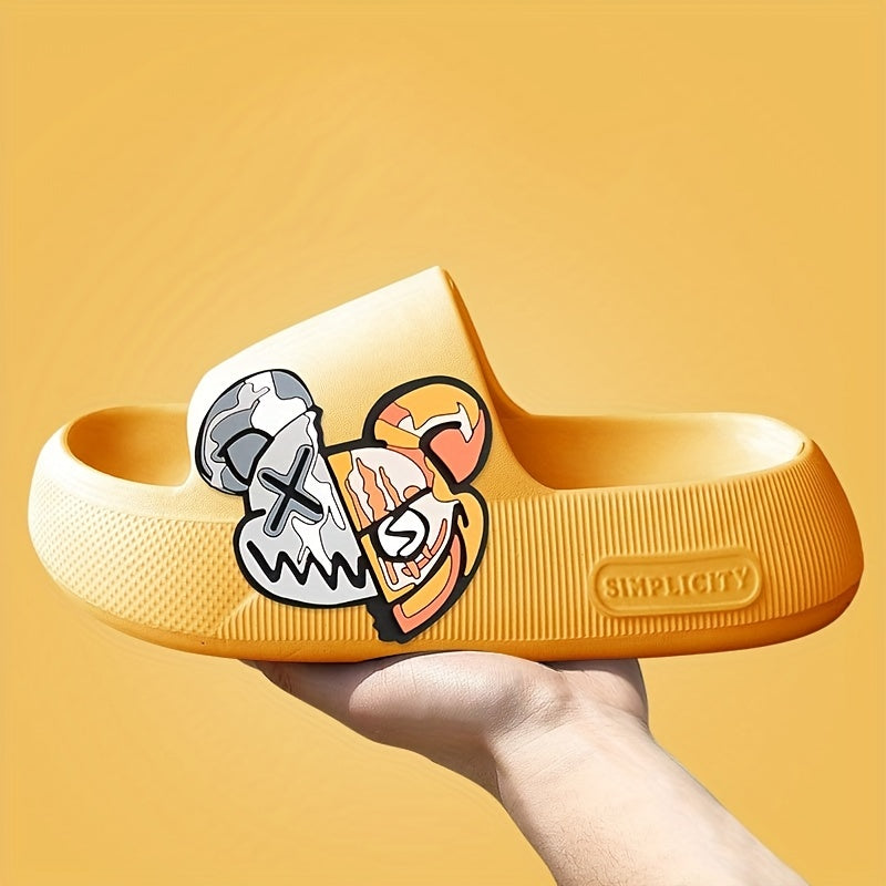 Men's Anime Print Non Slip Platform Slides Comfortable Cloud Slides