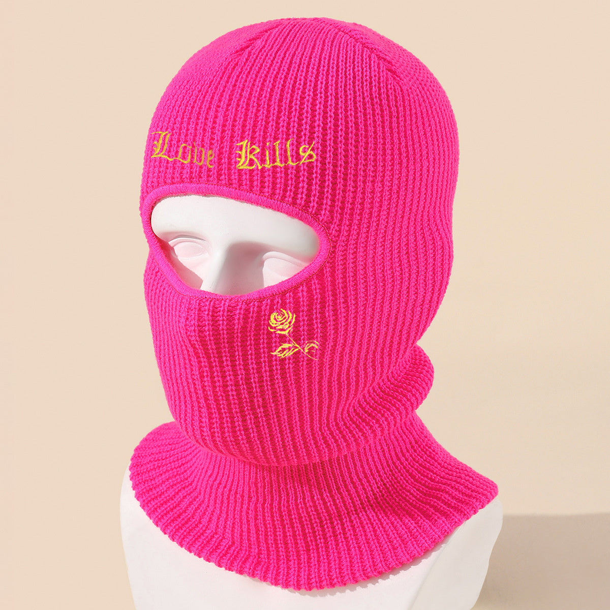 Autumn Winter Character Letter Embroidery Hole Knit Hat