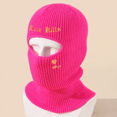 Autumn Winter Character Letter Embroidery Hole Knit Hat