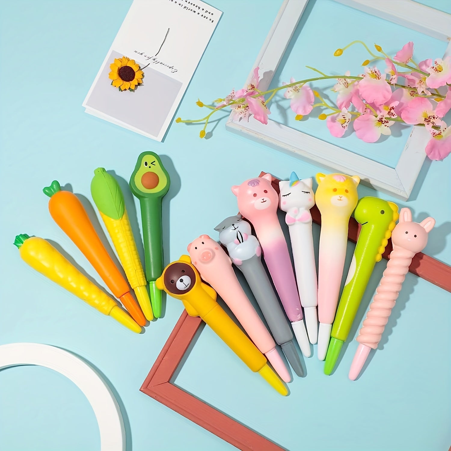 12 PCS Random Style Fun Pens For Kids Stress Relief Stationary & Pens For Girls