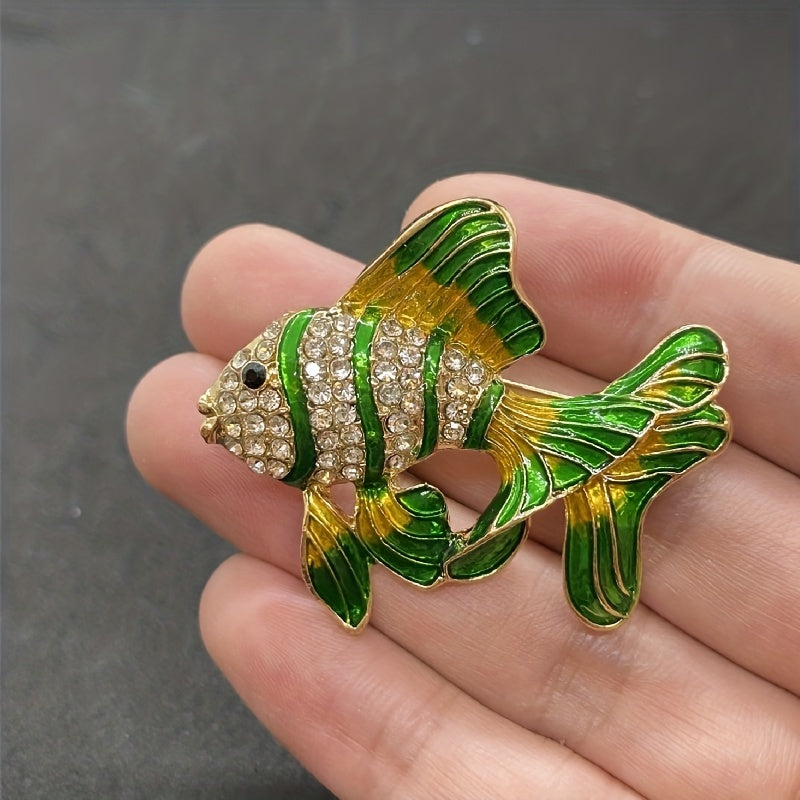 Colorful Rhinestone Fish Brooches Lapel Pin Backpack Hat Pin