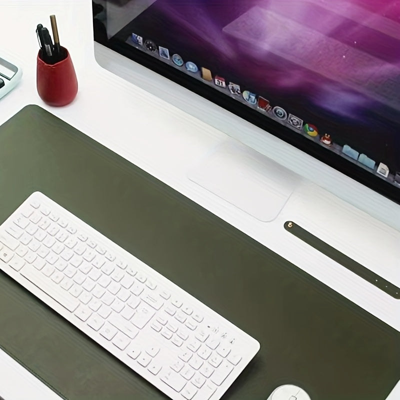 Dark Green Leather Mouse Pad Stitched Edges Computer Office Desk Pad 60 Medium