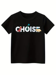 Boys Dino T-shirt & Denim Pants Set, Casual Summer Outfit